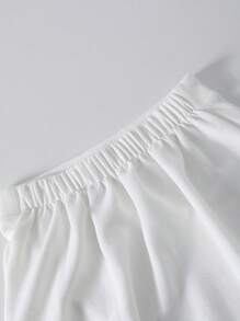 SHEIN Elegant Tween Girls Simple Sleeveless Cropped Tank Top With 3D Bow Detail And High Waist Slit Skirt 2 Pieces Outfit