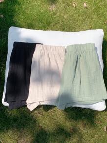 SHEIN EZwear 3pcs/Pack Colorful Loose Plus Size Casual Shorts - Multicolor - View 6