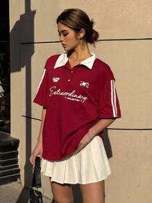 Coolane Polo de estilo vintage de empalme para niñas preadolescentes primavera/verano, diseño a juego para pareja