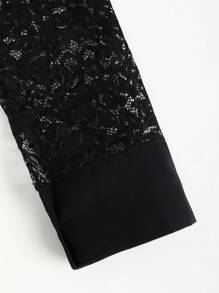SHEIN Unity Sexy Sheer Lace With Backless Design Blouse For Women - Black - View 6