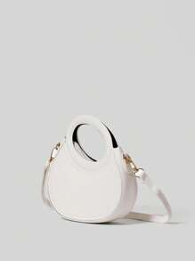 Fashion Black Niche Design French Gentle Lady New Commuter Date White Hand-Held Shoulder Cross-Body Women's Bag Stripes Embossed Handbags Fashion Round Crossbody Bag Women Double Handle Novelty Purses Christmas Winter Christmas Gifts