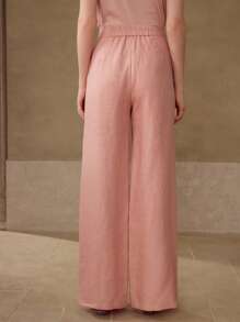 MOTF PREMIUM 100% LINEN WIDE LEG PANTS WITH BRAID POCKET - Dusty Pink - View 7