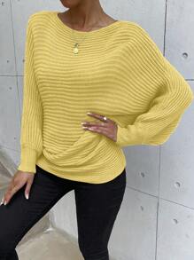 SHEIN Clasi Solid Color Long Sleeve Pullover Sweater, Casual And Fashionable Everyday Wear