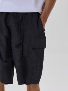 Musero Pantalones cortos de poliéster arrugado - Gris Oscuro - Ver 3