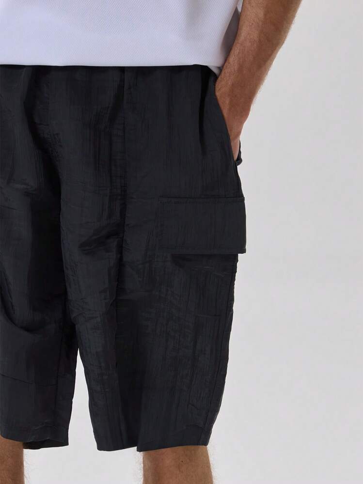 Musero 褶皱涤纶短裤 - 深灰色 - 查看 3