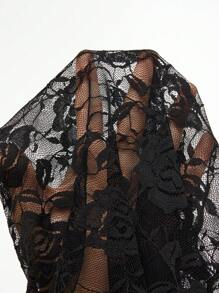 SHEIN Unity Plus Size Romantic Lace Patchwork Long Sleeve Casual Jumpsuit - Black - View 7
