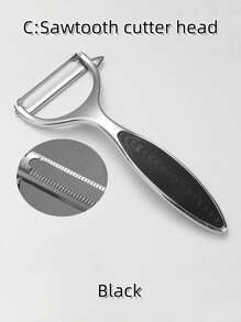 Pelador de verduras de acero inoxidable, cortador de patatas y zanahorias, pelador multifuncional de frutas y verduras, herramientas de cocina, accesorios - Negro - Ver 6