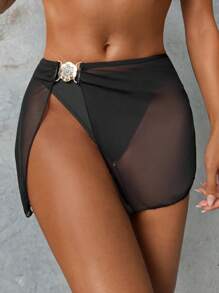Aloruh Summer Beach Mini Women Cover Ups Black Skirt Vacation,Vacation Outfits Woman,Women's Mesh Holiday Beach Sexy Summer Casual Vacation Skirt,Vacation Mini Skirt,Swimsuit Cover Up,Women Beachwear