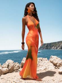Opulessa Women's Casual Minimalist Long Dress For Everyday Wear,Vacation Outfits Woman,Sundresses For Vacation,Beach Vacation Outfits,Tropical Vacation Woman Clothes,Summer Outfits For Women,Sundress,Backless Dress,Maxi Dresses,Floral Dress Women - Multicolor - View 7