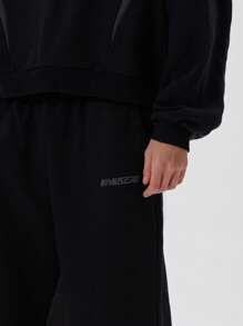 Musero Contrast Panel Jersey Branded Patch Sweatpants Joggers Winter Wardrobe - Multicolor - View 5