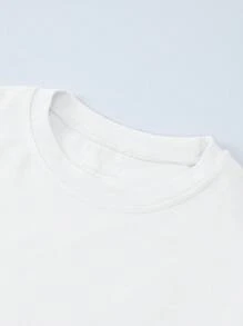 INAWLY Bộ 3 Áo thun nữ cổ tròn tay dài màu trắng ôm vừa vặn - trắng - Xem 3