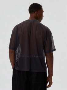 Musero Camiseta holgada de malla con eslogan para hombres