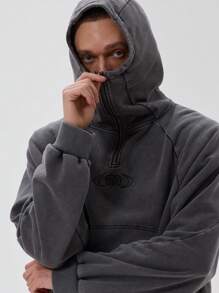 Musero Felpa con cappuccio oversize lavata con slogan