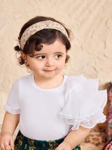 SHEIN 2pcs Babygirl Summer Floral Print Skirt And White Short Sleeve Top Set - Multicolor - View 5