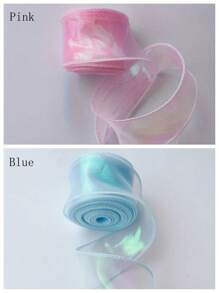 1 卷 10 码 4 厘米宽飘带美人鱼丝带，9 种颜色可选，适用于 DIY 蝴蝶结花束和礼品包装、情人节、派对、生日礼物装饰 - 彩色 - 查看 5