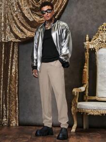 Manfinity VCAY Pantalones casuales de unicolor tejidos, simples y de moda, adecuados para el verano