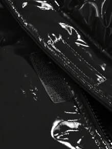 AXEPEAK Men's Solid Color Shiny Front Zip Closure Hooded Winter Jacket - Black - View 11