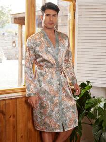 Manfinity ChillVibe 男士休闲简约风格浴袍，适合日常穿着 - 彩色 - 查看 3