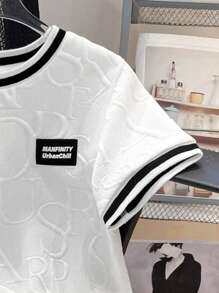 2pcs Kids Boy Casual Sports Textured Crew Neck Loose Sweatshirt And Shorts Set, Versatile Outfit For Spring/Summer Outdoor Play - White - View 3