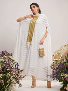 Al Najma Áo choàng dài truyền thống của phụ nữ Thổ Nhĩ Kỳ và Ả Rập, Kaftan & Jalabiya, khiêm tốn - trắng - Xem 4