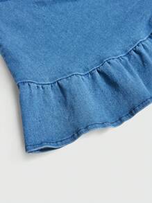 Elladie kids Dziewczęca wszechstronna wygodna modna uliczna swobodna elastyczna sukienka dżinsowa na wakacje, lekka letnia - Średni jeans - Zobacz 8