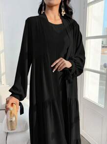 Al Najma 女士休闲纯色长款阿拉伯长袍，端庄长袍