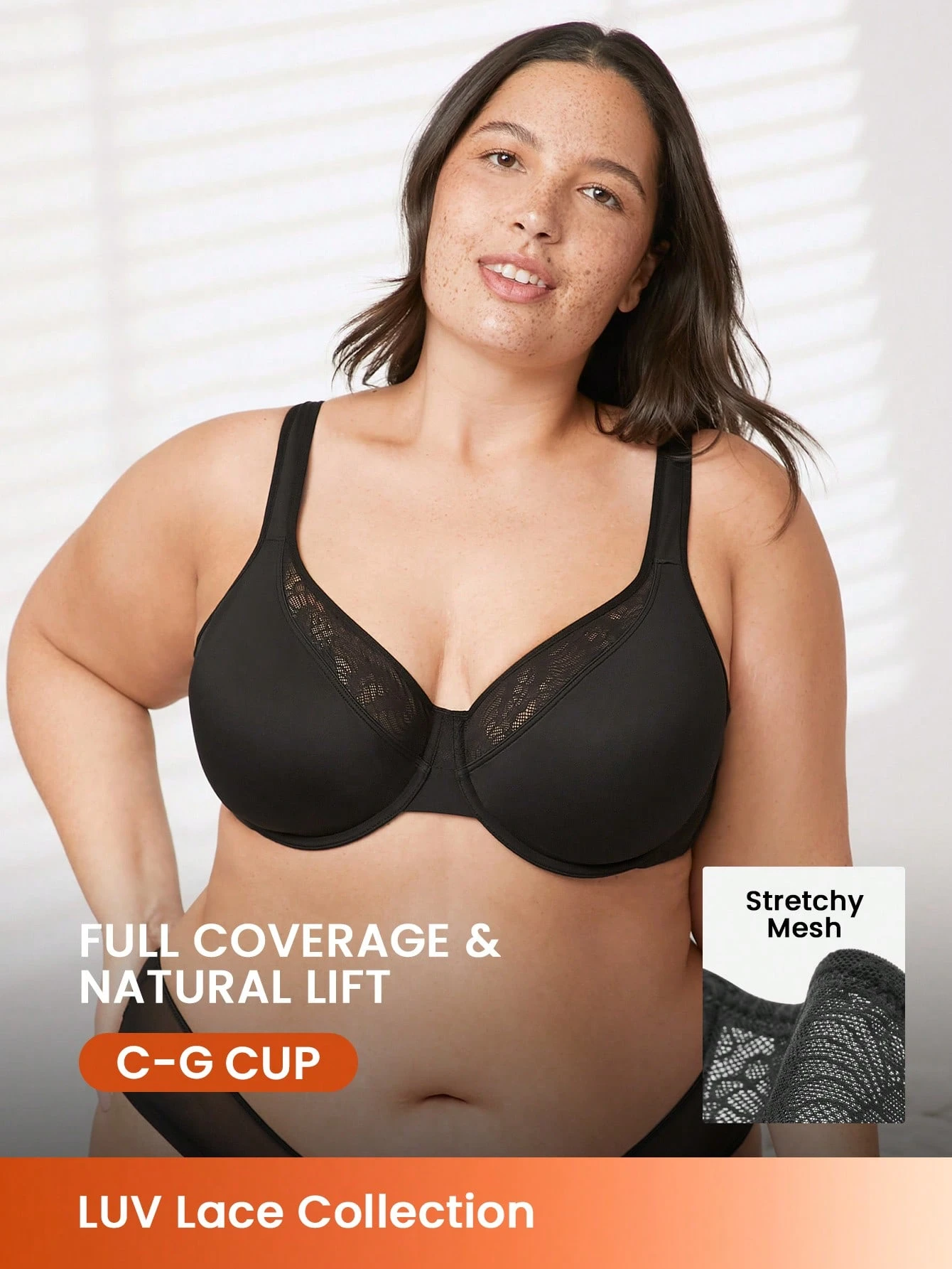 Plus Full Coverage Unlined Lace Bra