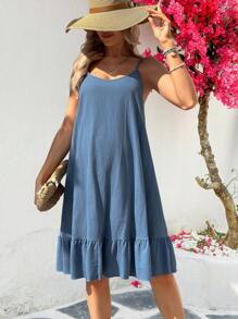 SHEIN Loose Maternity Dress, Casual & Comfortable For Daily Wear - Blue - View 4