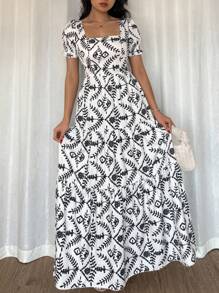 Rafferiza Women's Elegant Embroidery Print Long Dress - Multicolor - View 3