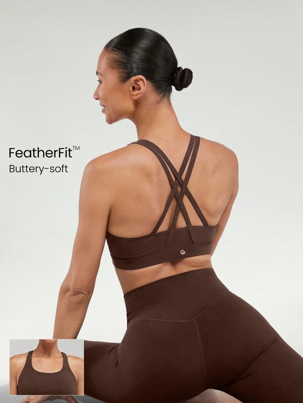 GLOWMODE FeatherFit™ Crossover Strap Sports Bra Gym