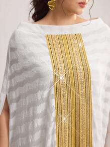 Al Najma Áo choàng dài truyền thống của phụ nữ Thổ Nhĩ Kỳ và Ả Rập, Kaftan & Jalabiya, khiêm tốn - trắng - Xem 3