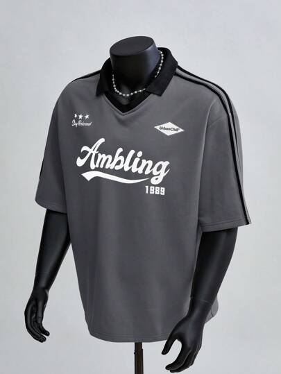 SWAVVY 男士针织时尚休闲宽松短袖 Polo 衫，学校