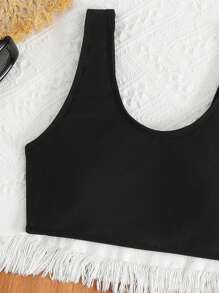 3pcs Tween Girl Swimwear Set With Bowknot & Mesh Swimwear