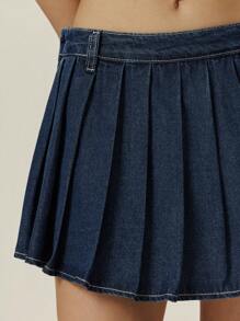 Poéselle 女式低腰短裤低腰褶皱牛仔短裤女式褶皱简约牛仔短裤，休闲度假夏季女式短裤女式短裤牛仔短裤海滩女式牛仔短裤牛仔短裤春季女式夏季牛仔短裤女式牛仔短裤夏季短裤女式牛仔短裤女式下装夏季春季 Y2k 西部女式低腰短裤波西米亚风女式牛仔短裤 - 深色水洗藍 - 查看 3