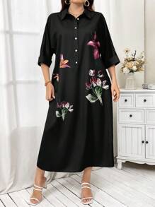 Mulvari Plus Size Simple Fashionable Casual Everyday Dress