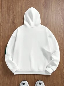 Manfinity VCAY Sudadera con capucha de manga larga informal y holgada con parches, para hombre, para otoño/invierno