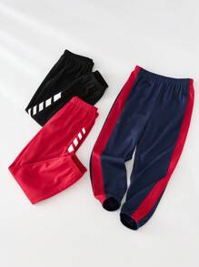 SHEIN Leap Crew 3pcs/Set Young Boy Mesh Breathable Athletic Sweatpants, Suitable For Sports, Running, Physical Education Class In Spring & Summer - Multicolor - View 3