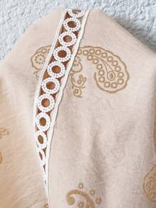 SHEIN LUNE Camisa tejida sin mangas con bordado de paisley, Primavera/Verano
