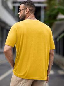 Manfinity VCAY Plus Size Men's Animal Print Short Sleeve Casual Slim Fit Round Neck T-Shirt