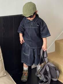 Dazy Kids Set da ragazzo composto da top a maniche corte e pantaloncini in jeans per il campeggio