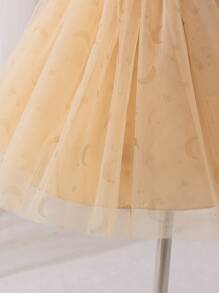 Glamorique Kids 4-Season Baby Girls Princess Party Dress, Tulle Puffy Star Decorated Baby Birthday Dress Princess Dress For Baby Toddler Girls Clothing Toddler Girl Clothes Summer Baby Girls Dresses - Apricot - View 4