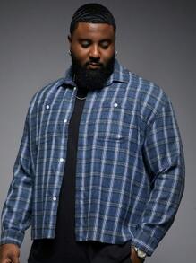 Manfinity VCAY Plus Size Men's Streetwear Plaid Woven Shirt