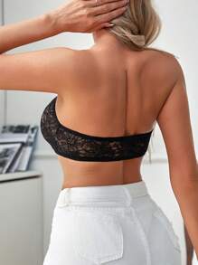 Women Minimalist Form-Fitting Sheer Lace One-Shoulder Bra