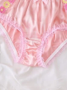 PetitDoll سروال داخلي نسائي مزهر بألوان متناقضة بطراز قري رومانسي كيوت - متعدد الألوان - مشاهدة 5