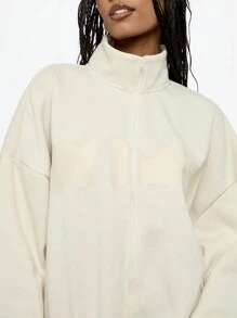 SUMWON WOMEN Cozy Full-Zip Sweatshirt Athletic Casual Workout Loungewear Zip-Through Sport Athleisure Jacket Perfect For Workout Running Yoga Fall Winter Spring - Beige - View 6