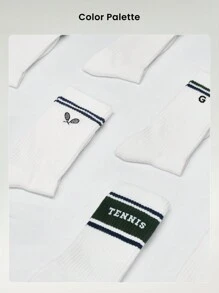 GLOWMODE 3 Pairs Socks Soft Ventilated Mesh With Embroidered Logo Gym Workout Daily - White - View 7