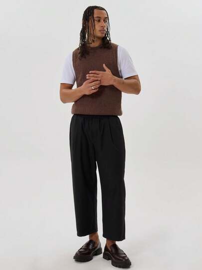 Musero Straight Leg Basics Style Pleated Tailored Cropped Trouser Spring Summer Smartwear