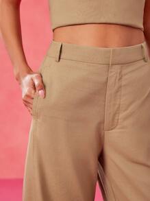 Charllene Santos Designer Khaki Solid Loose Cargo Casual Pants, Festival, Summer,For Women, Concert,Elegant,Business Casual, Western Wear,Streetwear