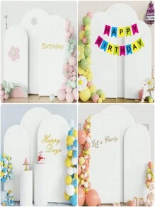 SHEIN 1 件 65 * 150Cm/80 * 180Cm/100 * 200Cm/120 * 220Cm 白色拱门背景面料拱门罩，双面莱卡弹力面料拱门背景，适用于婚礼和生日派对拱门装饰（不含拱门，仅含面料背景） - 白色 - 查看 2