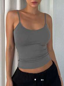 DAZY Women's Casual Versatile Slim Fit Backless Camisole Tank Tops,Back To School Clothes - Grey - View 4